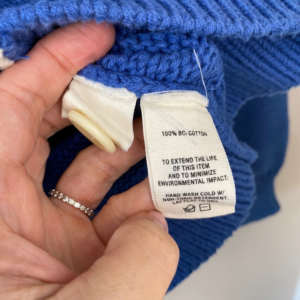 Alex Mill Women Blue BCI Cotton Chunky Knit Emma Cardigan Sweater Size M Pockets - Picture 5 of 5